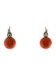 Earrings 14K Coral & Diamond Earrings