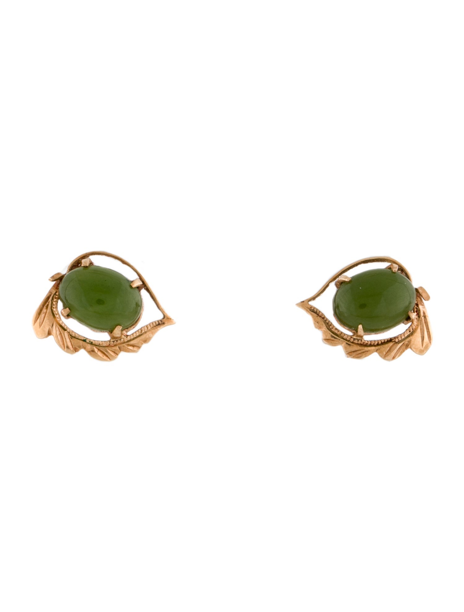 Earrings 14K Nephrite Stud