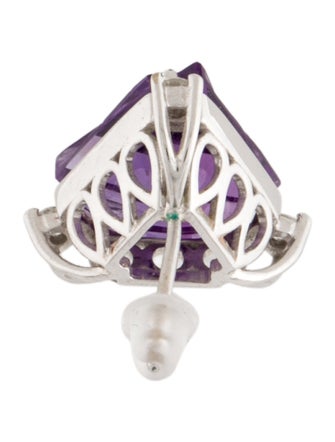 Earrings 14K Amethyst & Diamond Single Stud Earring