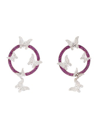 Earrings 18K Sapphire & Diamond Butterfly Drop Earrings