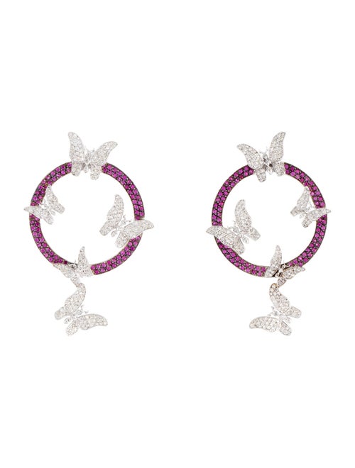 Earrings 18K Sapphire & Diamond Butterfly Drop Earrings