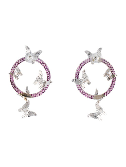 Earrings 18K Sapphire & Diamond Butterfly Drop Earrings