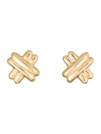 Earrings 14K "X" Motif Earclip Earrings
