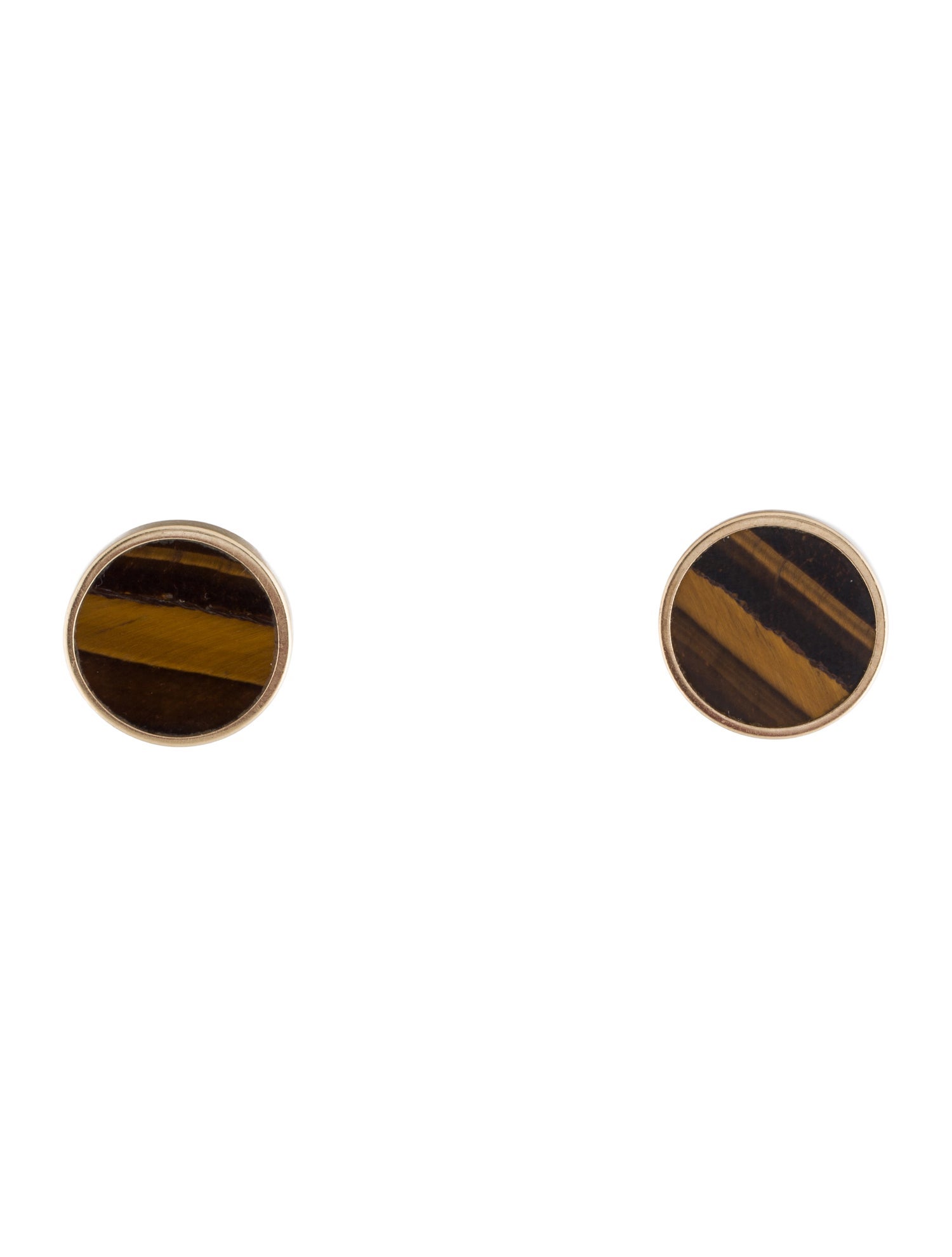 Earrings 14K Tiger's Eye Quartz Circle Stud Earrings