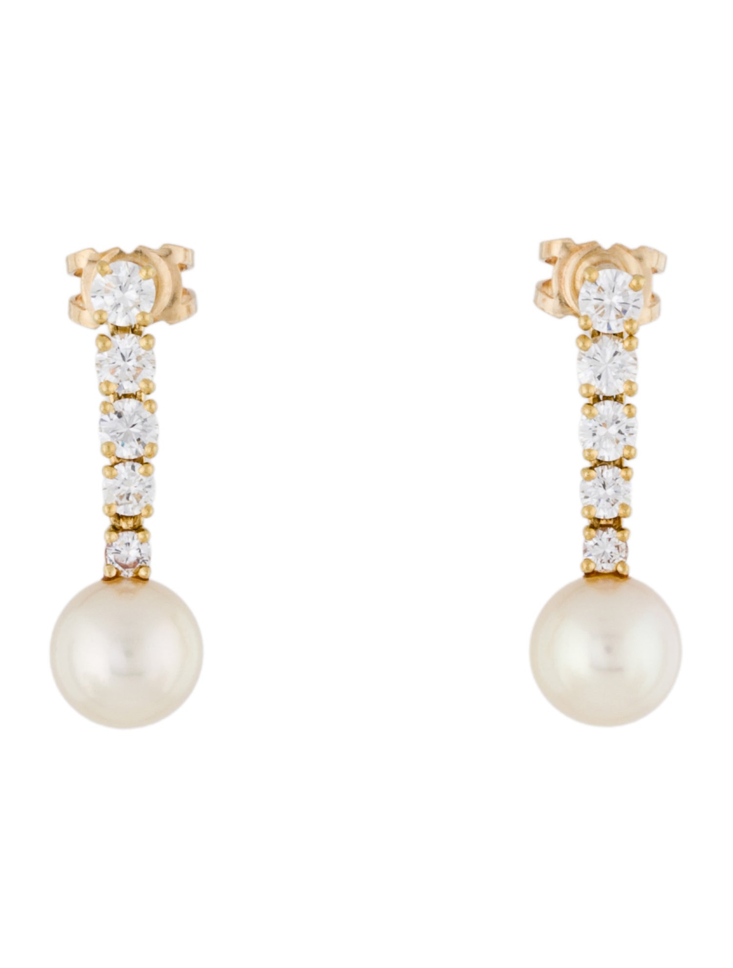 Earrings 18K Pearl & Diamond Drop