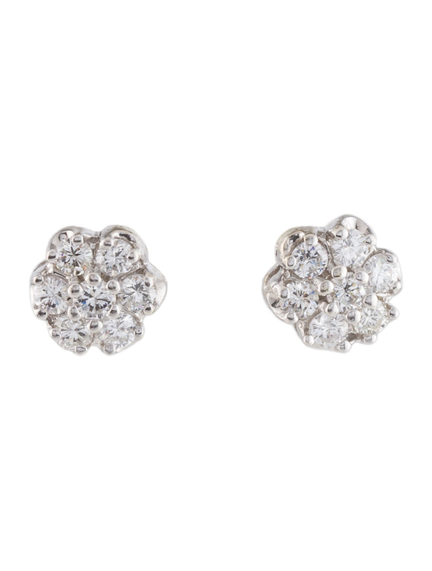 Earrings 14K Diamond Flower Cluster Stud