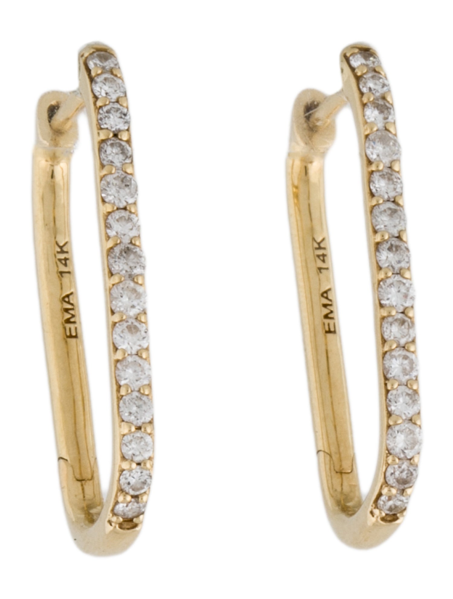 Earrings 14K Diamond Paperclip Hoop