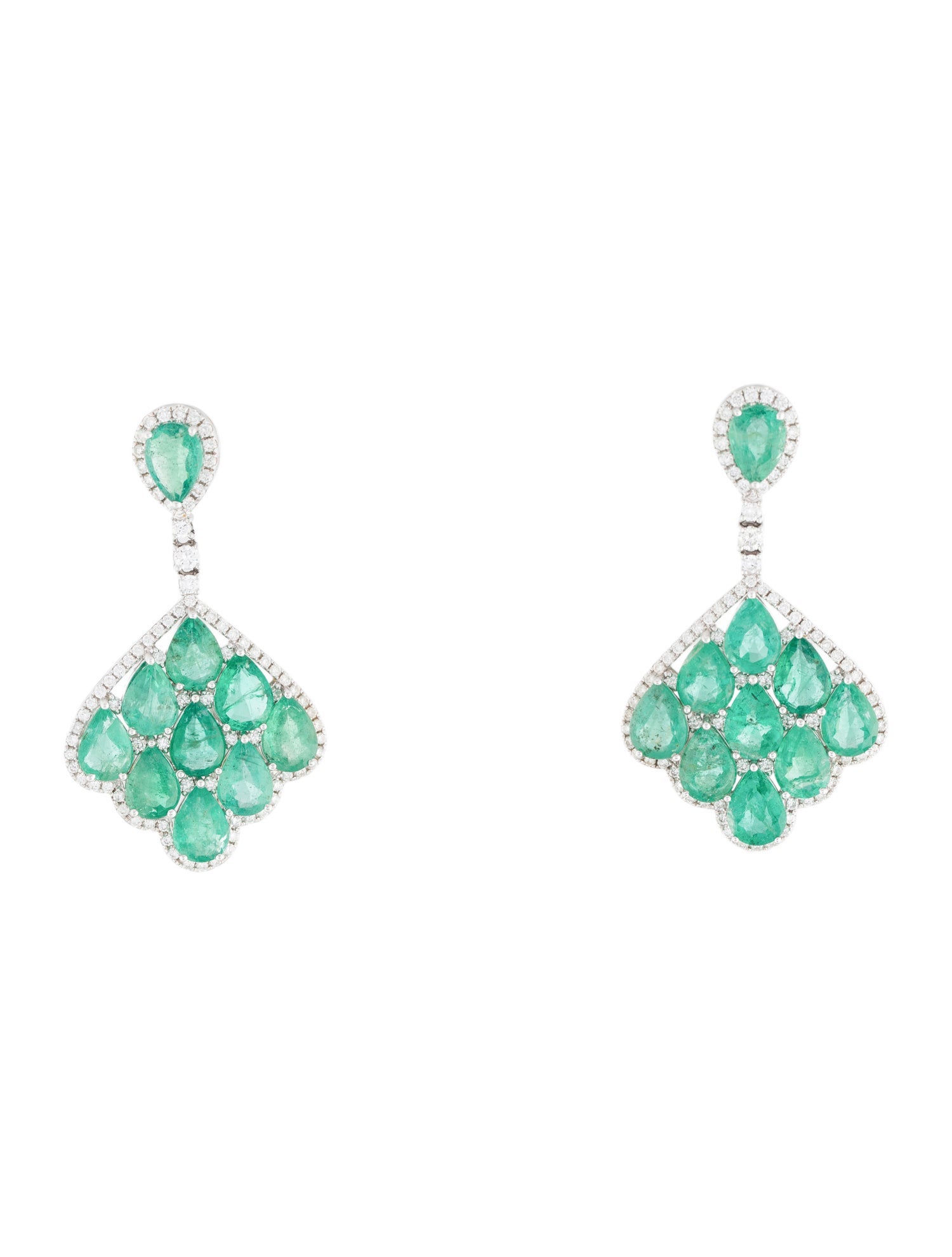 Earrings 14K 13.22ctw Emerald & Diamond Chandeleier Drop