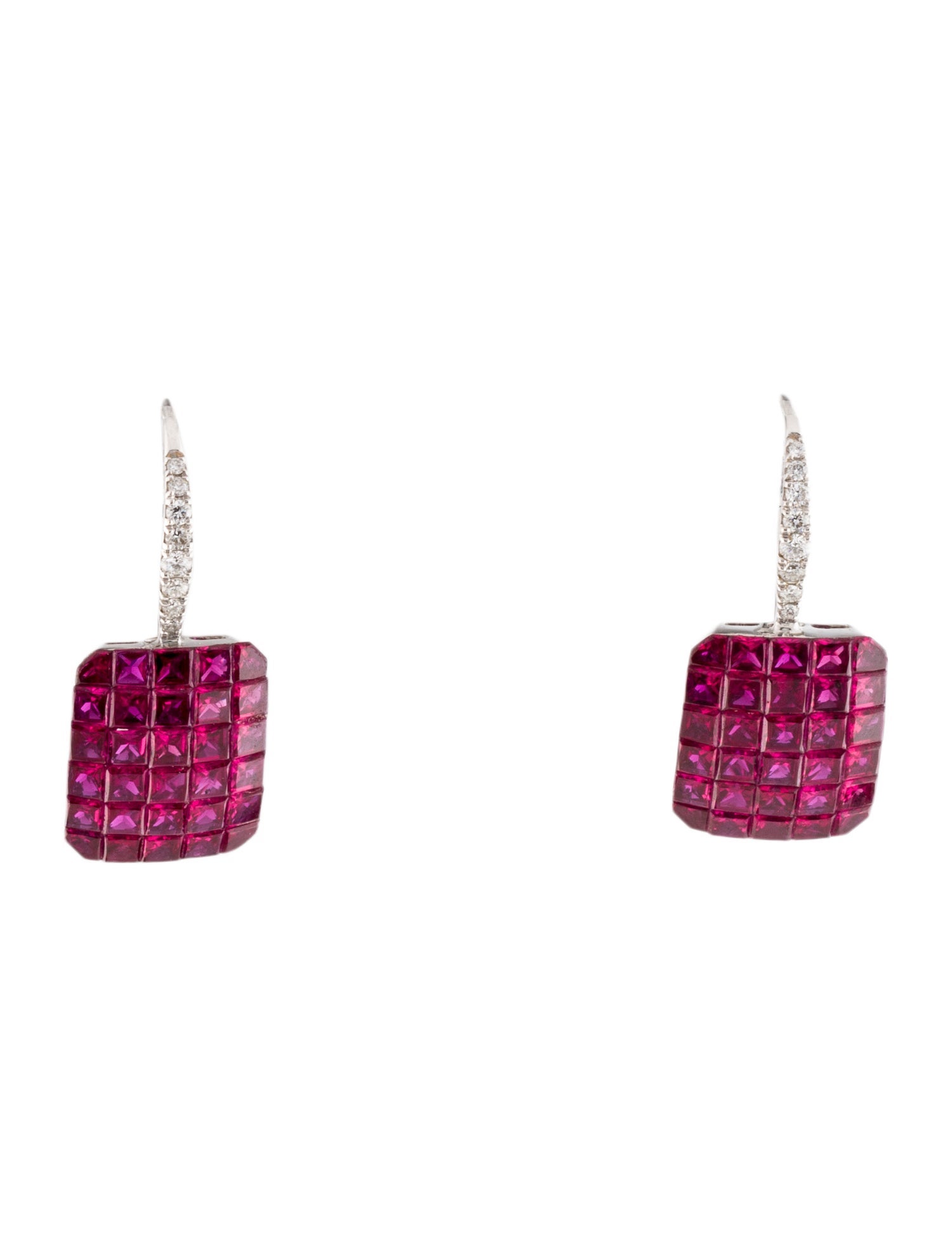 Earrings 18K Ruby & Diamond Drop