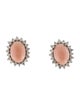 Earrings 18K Coral & 1.80ctw Diamond Earclip Earrings