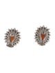 Earrings 18K Coral & 1.80ctw Diamond Earclip Earrings