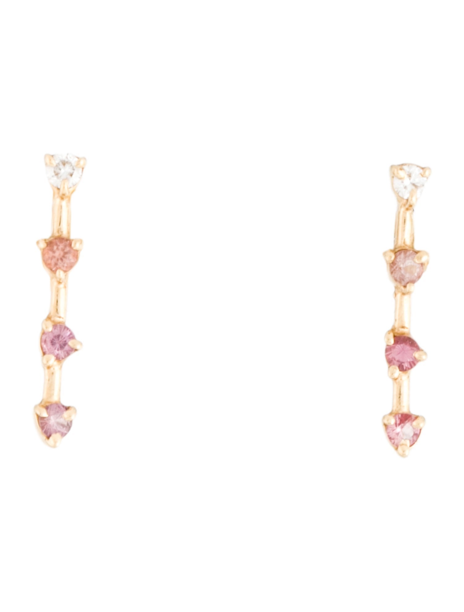 Earrings 14K Sapphire, Diamond & Feldspar Stud