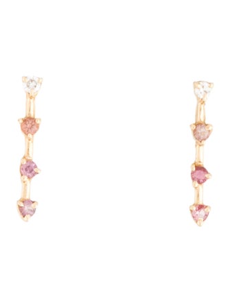 Earrings 14K Sapphire, Diamond & Feldspar Stud Earrings