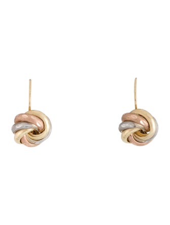 Earrings 14K Tricolor Textured Drop Earring