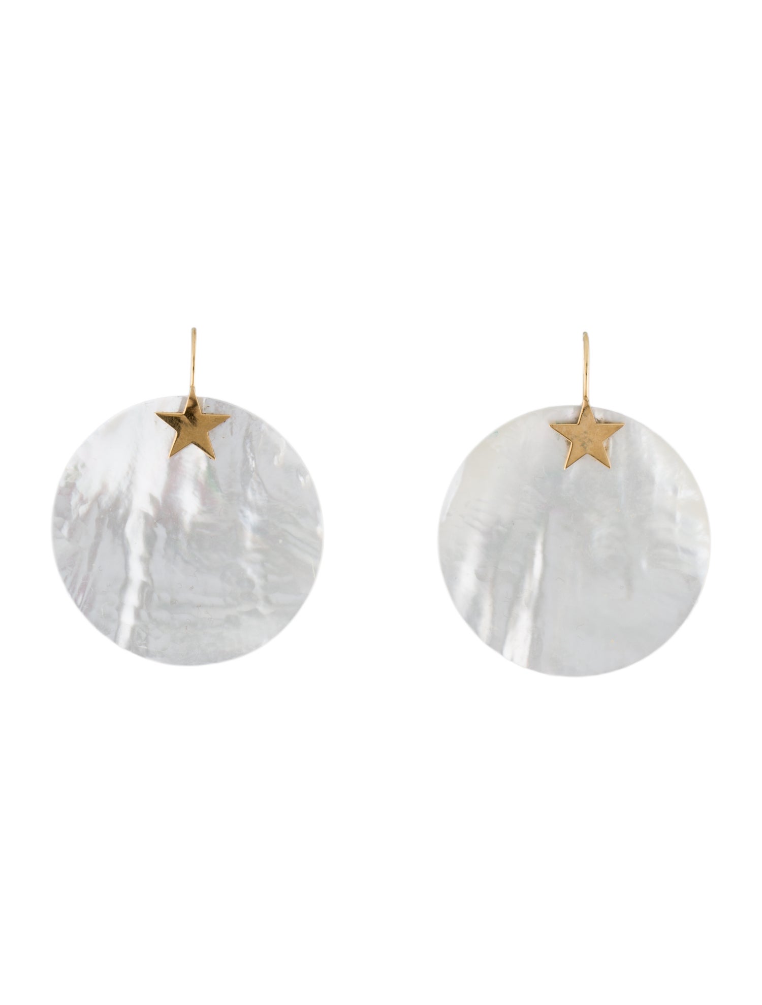 Earrings 14K Mother of Pearl Star Disc Drop