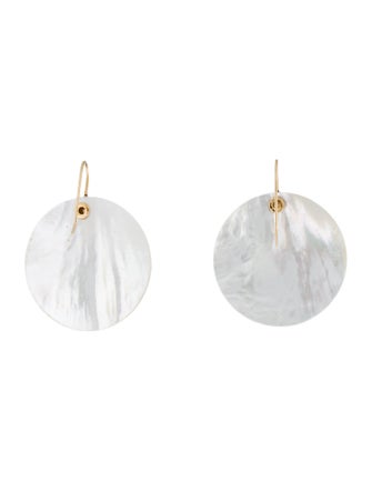 Earrings 14K Mother of Pearl Star Disc Drop Earrings