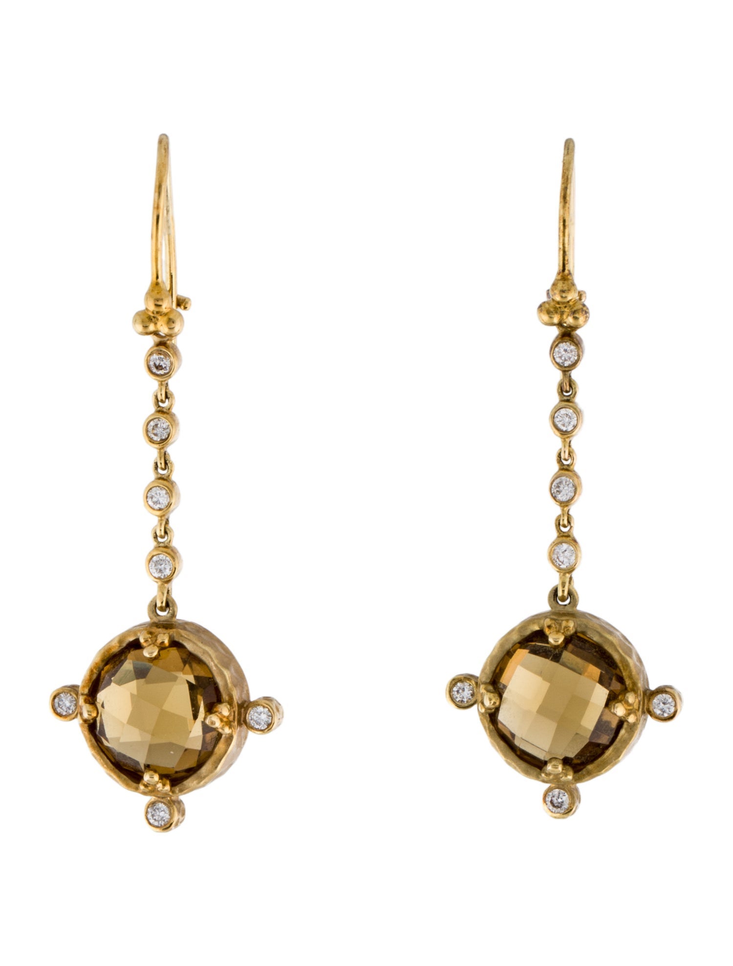 Earrings 14K Citrine & Diamond Drop