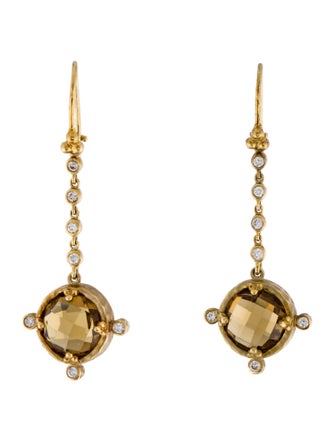 Earrings 14K Citrine & Diamond Drop Earrings