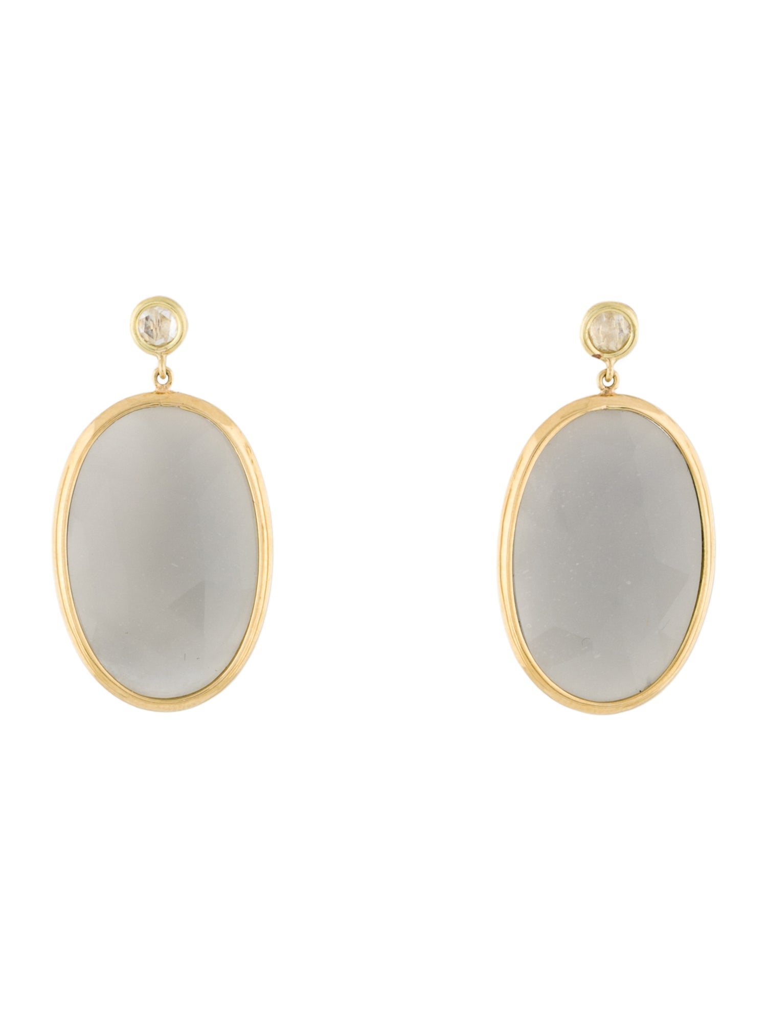 Earrings 18K Moonstone & Diamond Drop earrings