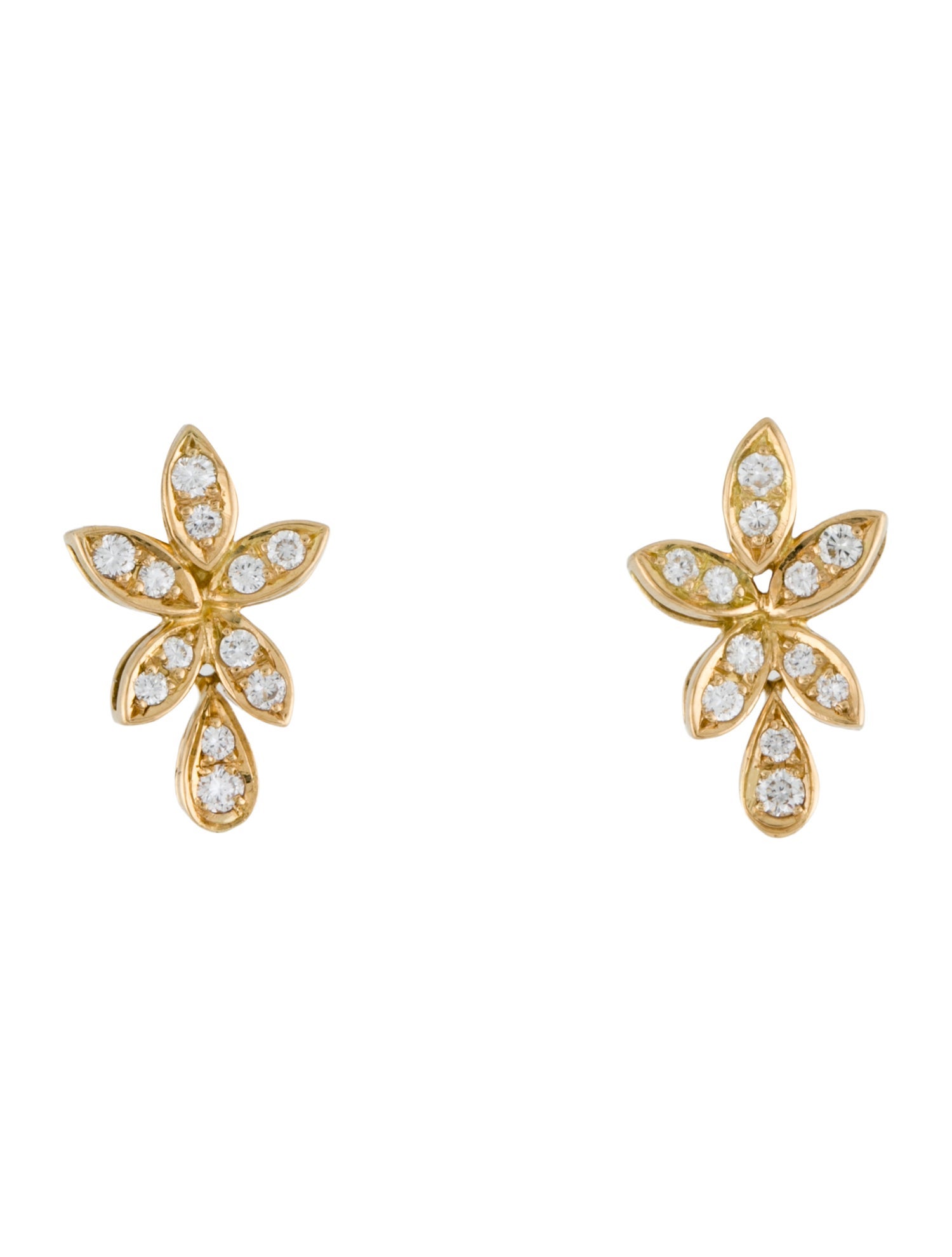 Earrings 18K Diamond Flower Drop