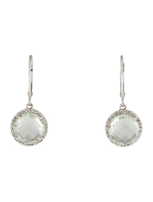 Earrings 14K Prasiolite & Diamond Drop Earrings
