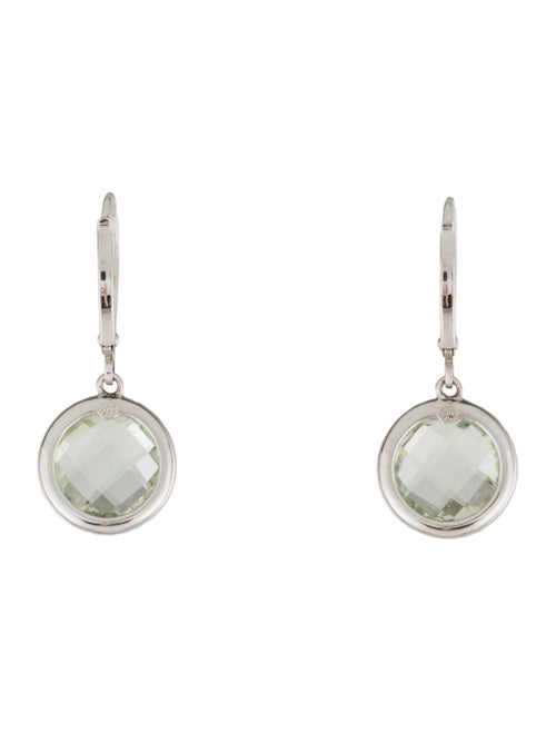 Earrings 14K Prasiolite & Diamond Drop Earrings