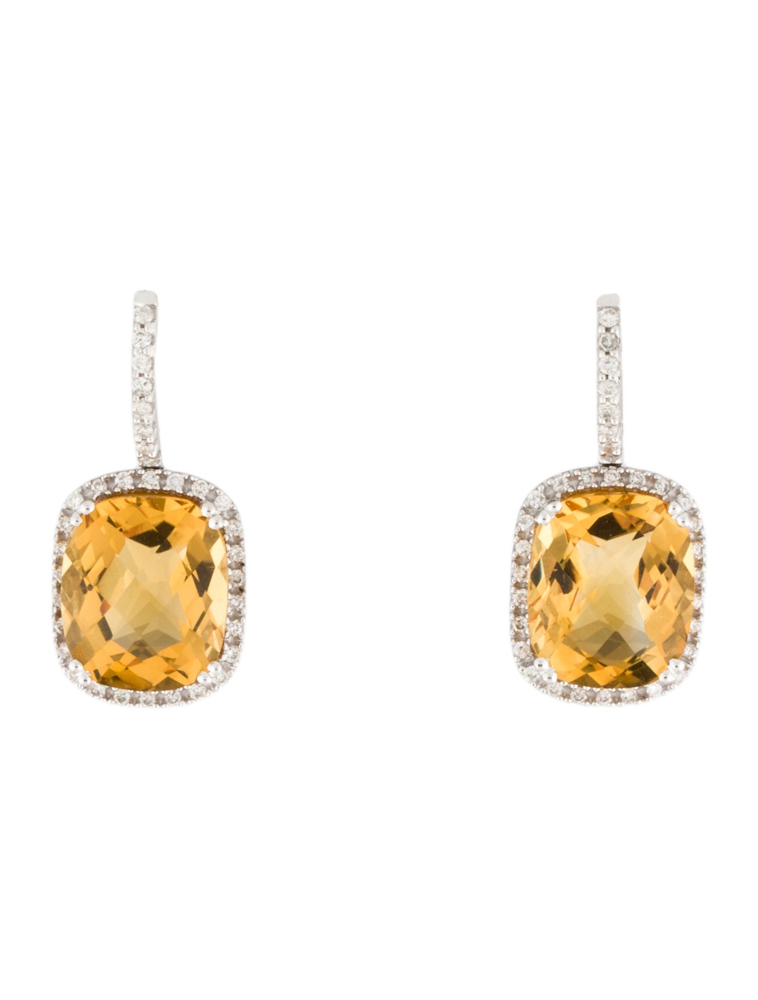 Earrings 14K Citrine & Diamond Drop
