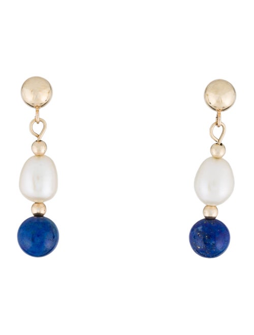 Earrings 14K Pearl & lapis Lazuli Drop Earrings