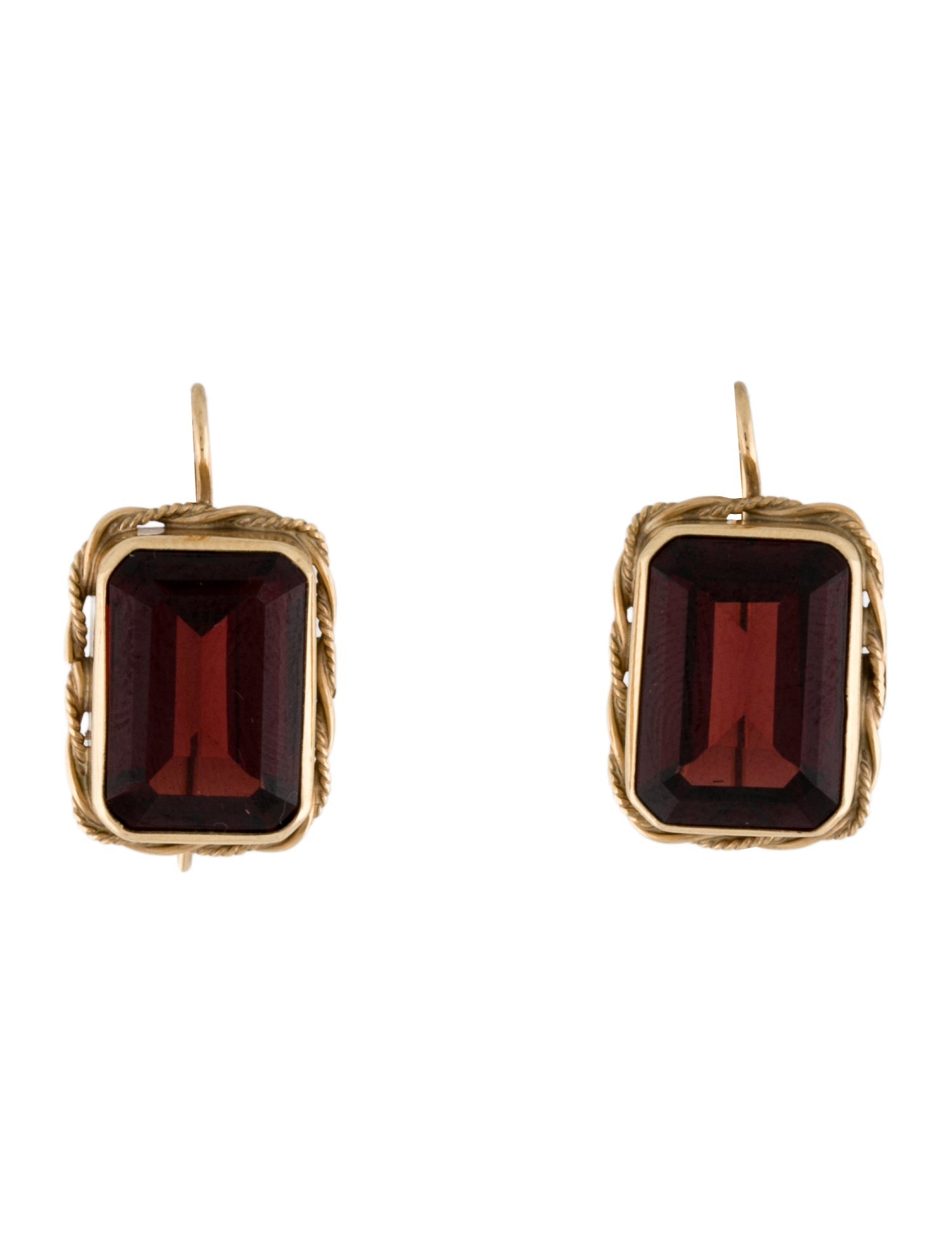 Earrings 14K 15.58ctw Garnet Rope Bezel Drop