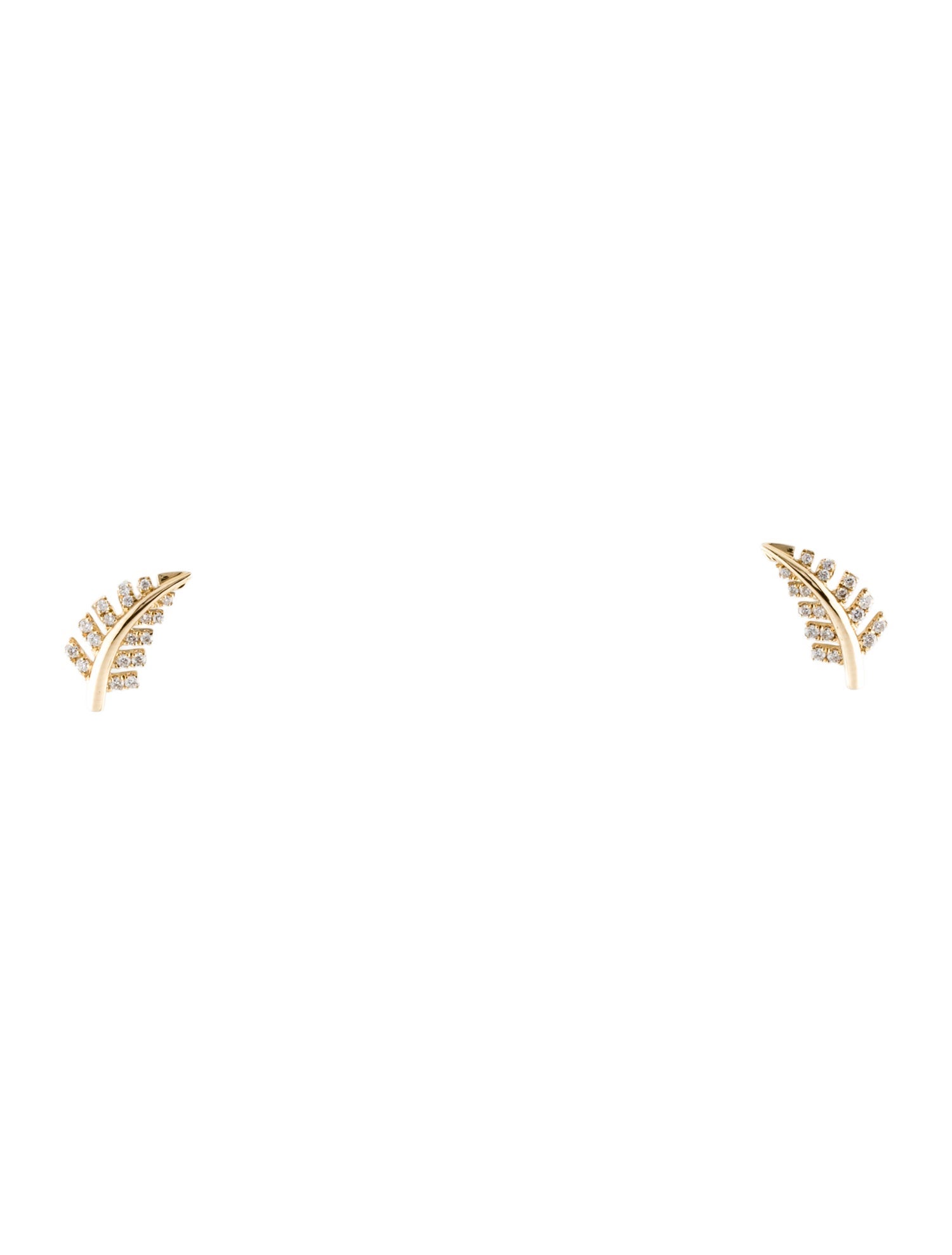 Earrings 14K Diamond Leaf Stud