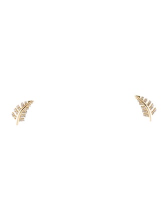 Earrings 14K Diamond Leaf Stud Earrings