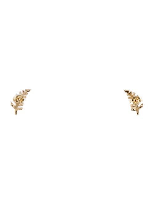 Earrings 14K Diamond Leaf Stud Earrings