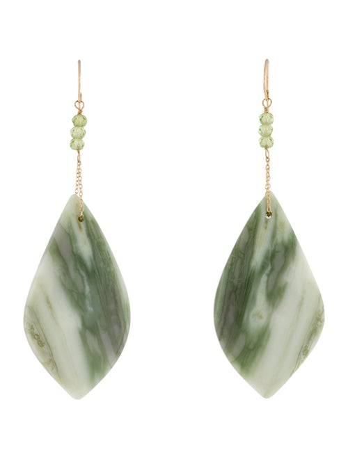 Earrings 14K Aragonite & Peridot Drop Earrings