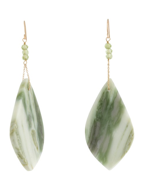 Earrings 14K Aragonite & Peridot Drop Earrings