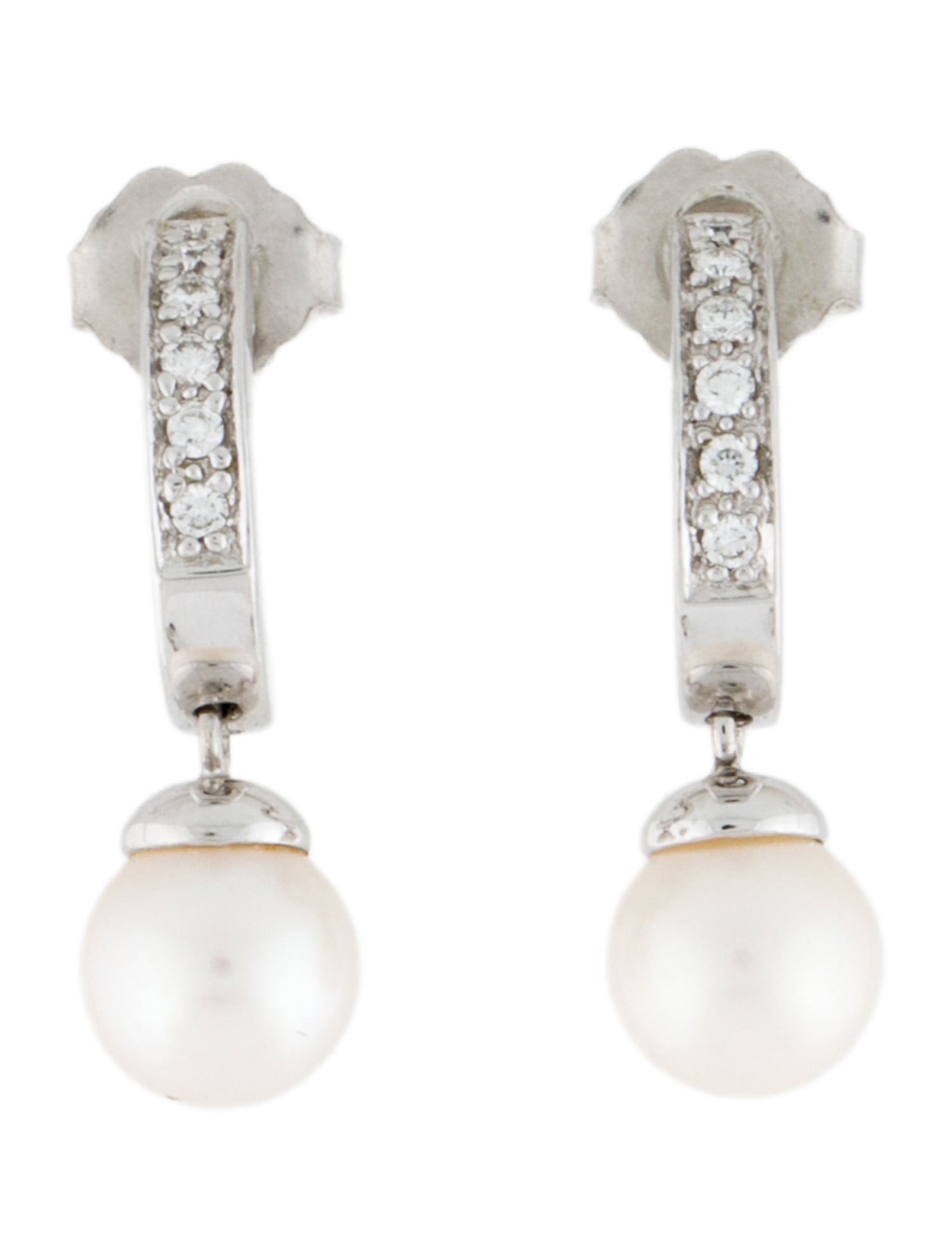 Earrings 14K Diamond & Pearl Drop