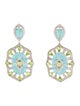 Earrings 18K Diamond, Peridot, & Dyed Chalcedony Drop Earrings