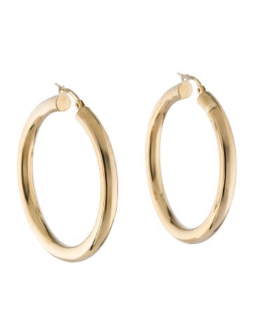 Pre-owned Earrings 14k Medium Hollow Hoop  In Multi