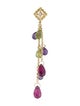 Earrings 18K Diamond, Peridot, Tourmaline, & Amethyst Single Drop Earring