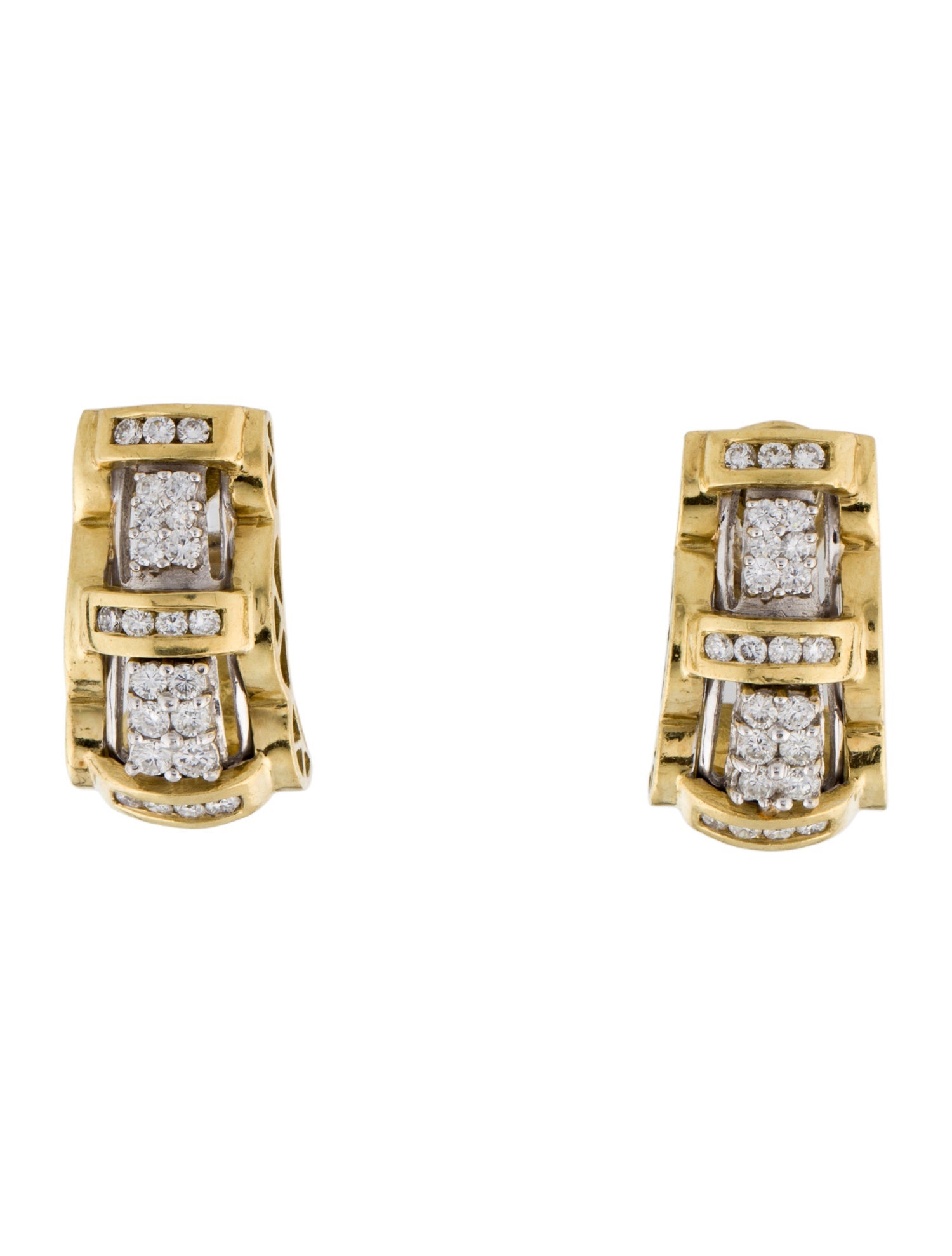 Earrings 18K 1.38ctw Diamond Two-Tone Earclips