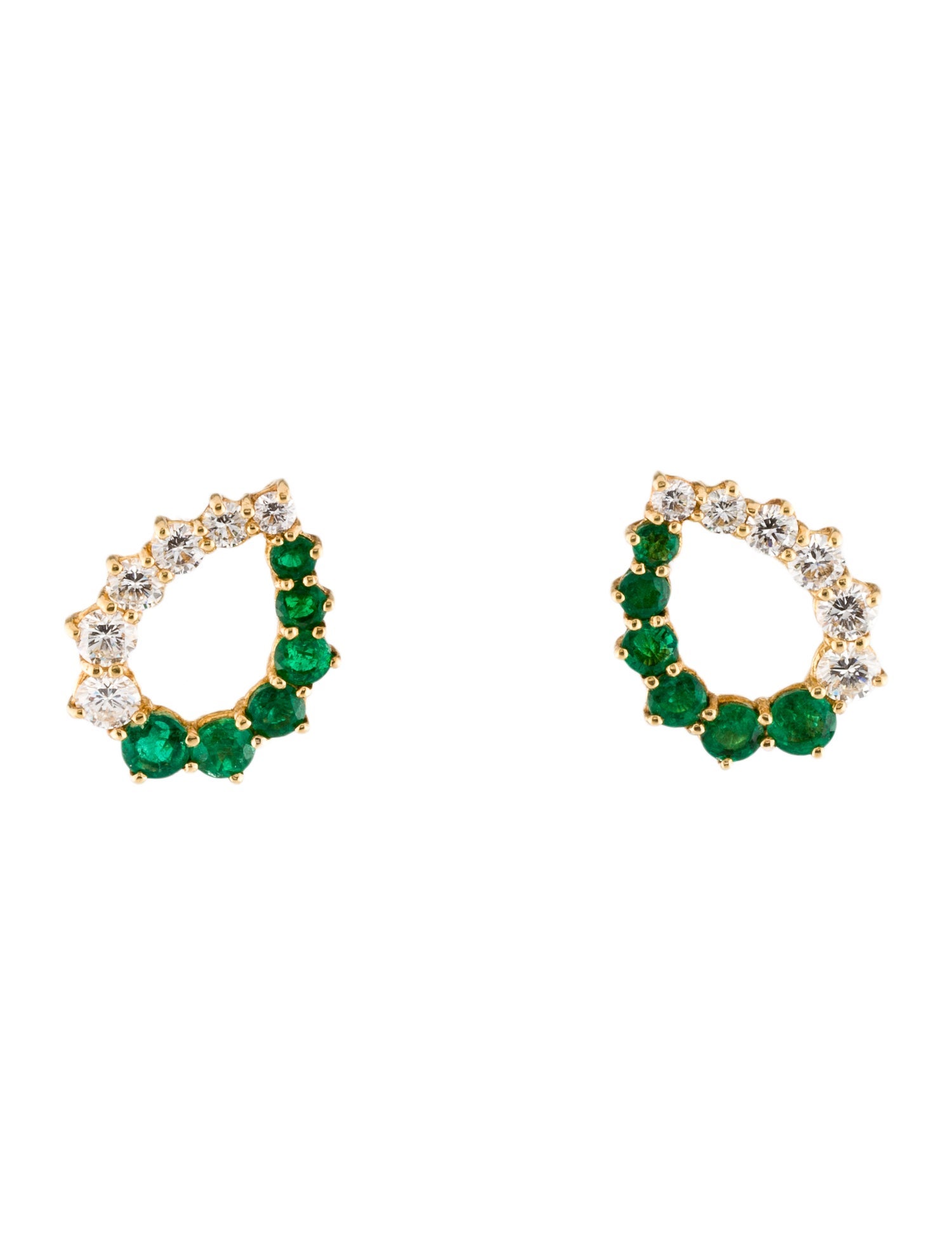 Earrings 18K Diamond & Emerald Earclips