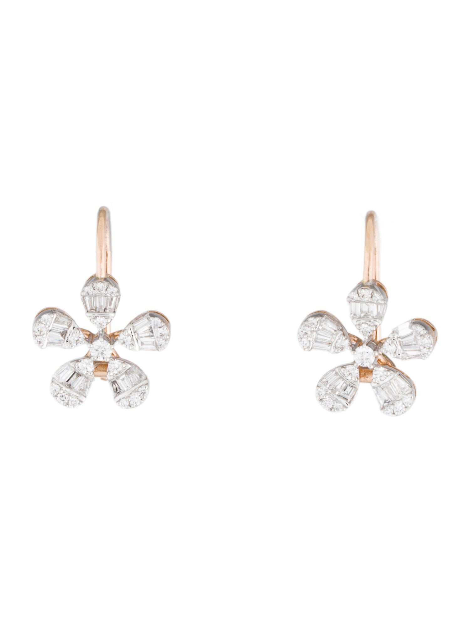 Earrings 14K 1.08ctw Diamond Flower Drop