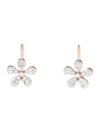 Earrings  14K 1.08ctw Diamond Flower Drop Earrings