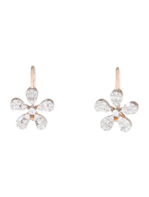 Earrings 14K 1.08ctw Diamond Flower Drop Earrings