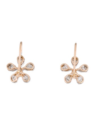 Earrings 14K 1.08ctw Diamond Flower Drop Earrings