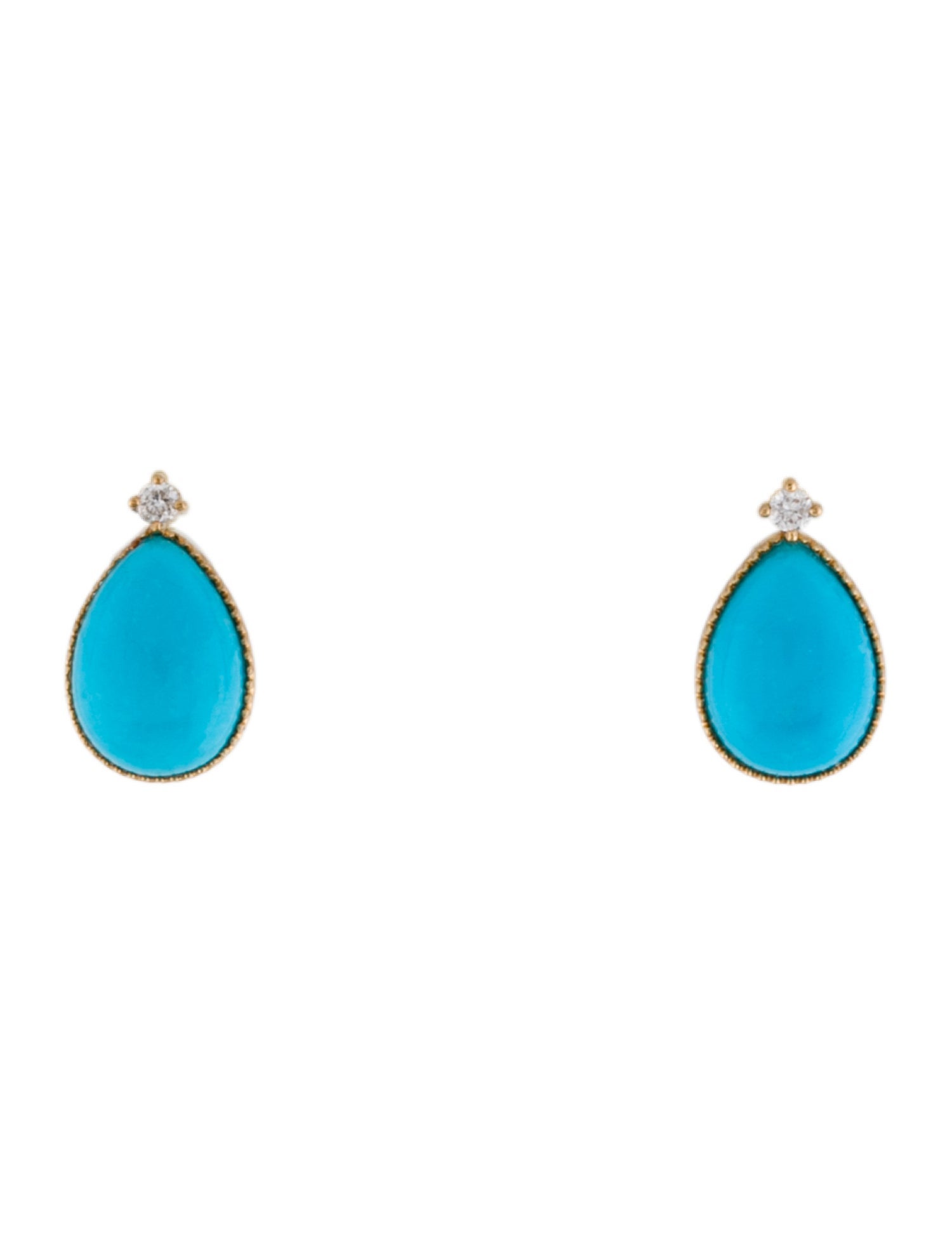 Earrings 18K Turquoise & Diamond Stud
