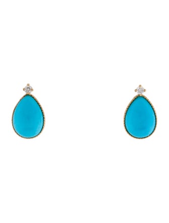 Earrings 18K Turquoise & Diamond Stud Earrings