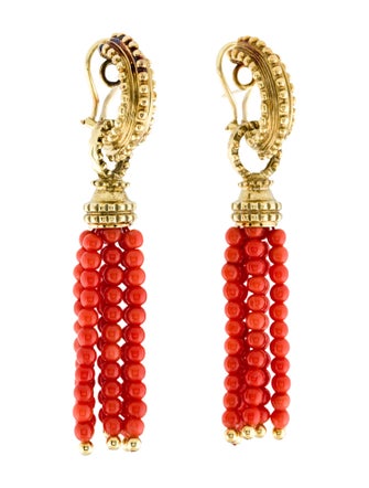 Earrings 14K Coral Convertible Drop Earclips