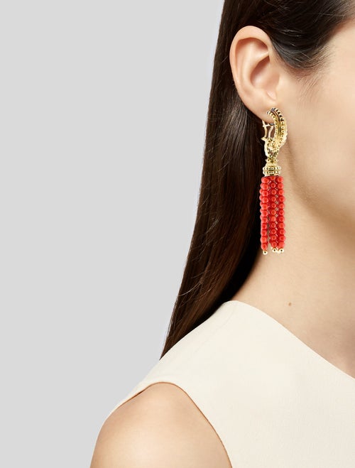 Earrings 14K Coral Convertible Drop Earclips