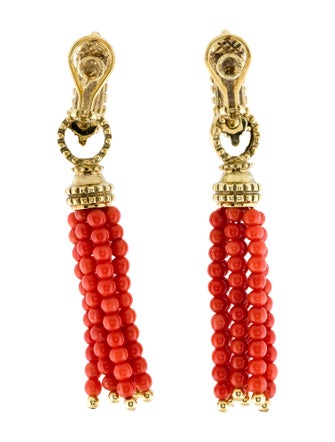 Earrings 14K Coral Convertible Drop Earclips