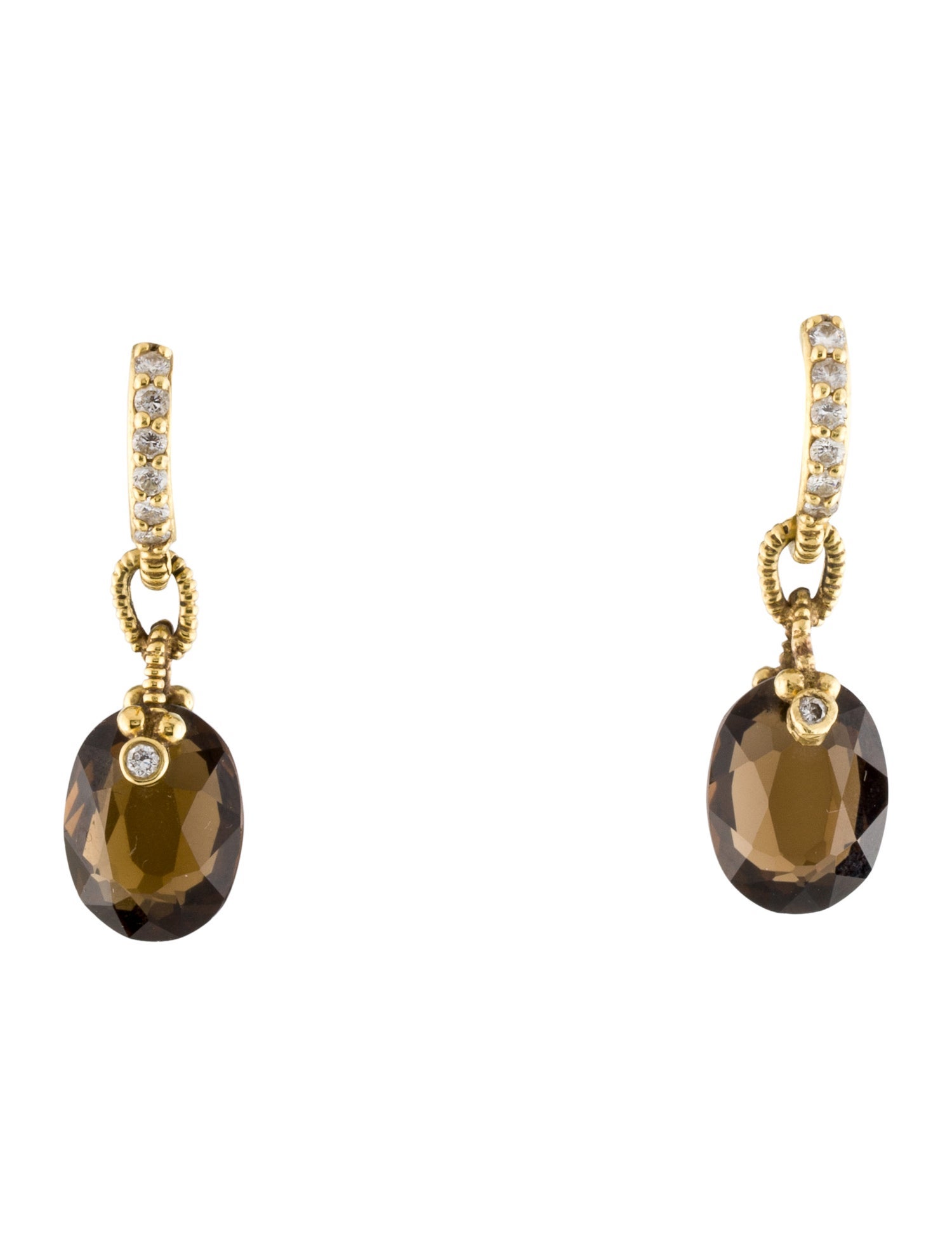 Earrings 18K Smoky Quartz & Diamond Drop